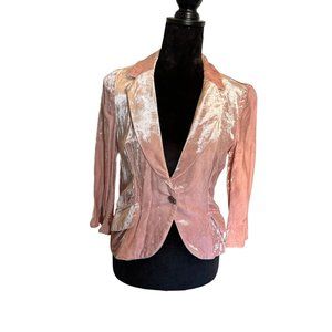 Allen B Shwartz Pink Velvet Peaked Lapel Blazer with Rhinestone detail size smal